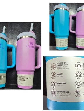 2 Stanley 30 oz. Quencher ProTour Flip Straw Tumblers Cups Brand New! Pink&Blue